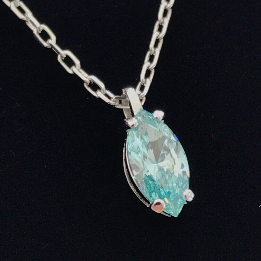 Swarovski aqua blue oval pendant necklace